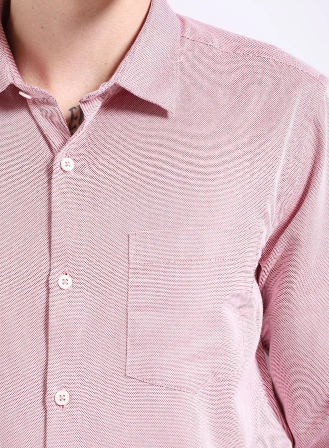 ذا انديان كراج كو Men Slim Fit Solid Full Sleeves Cutaway Collar Formal Shirt