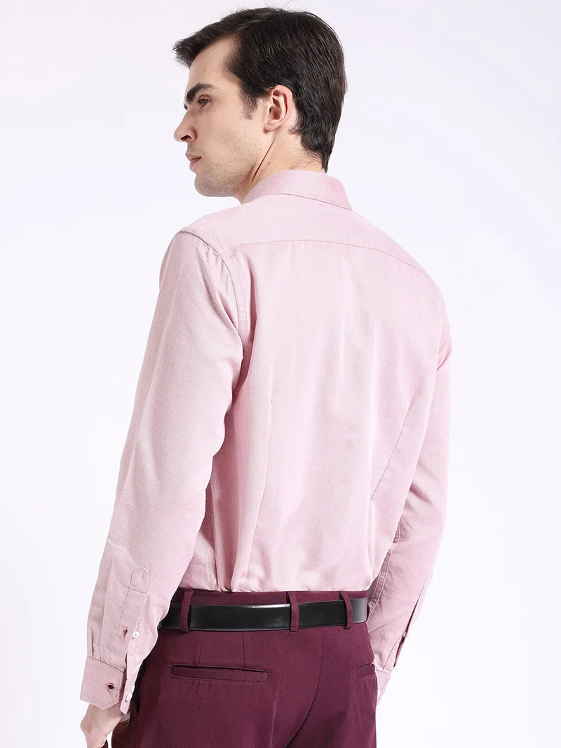 ذا انديان كراج كو Men Slim Fit Solid Full Sleeves Cutaway Collar Formal Shirt