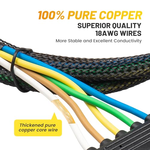 Oyviny 5 Way Flat Trailer Wire Extension 48 inch, Vehicle-Side and Trailer-Side 5-Pin Flat Wiring Harness 18 Guage Male and Female Trailer Wire Connector - Image 4