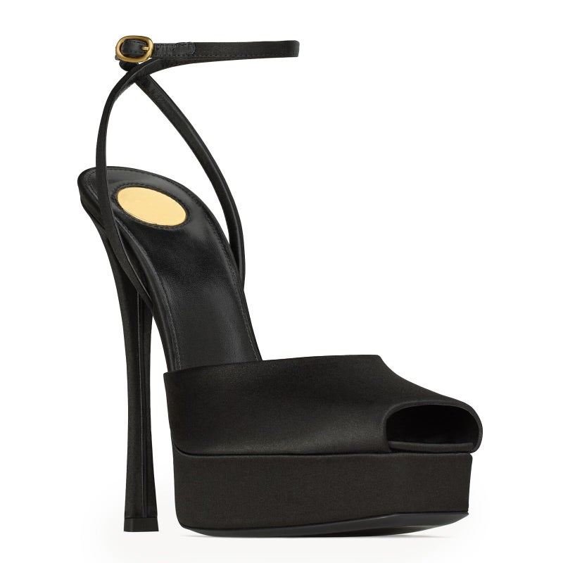 CAGLGLZ Stiletto High Heel Platform Sandals for Women Peep Square Open Toe Heeled Pumps Ankle Strap Backless Sandals Fashion Casual Dressy Party Shoes(Platform Black,10) - Image 1