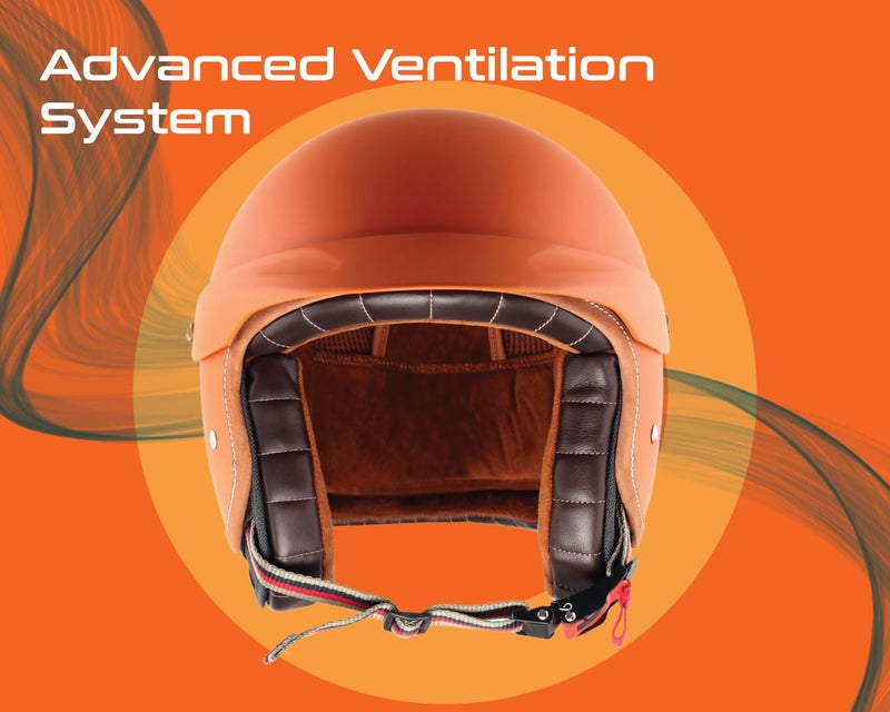 Axor Retro Jet West with Peak ISI and DOT Certified Matte Finish Open Face Helmet for Men and Women with Stylish Peak-Dull Orange-XL - Image 5