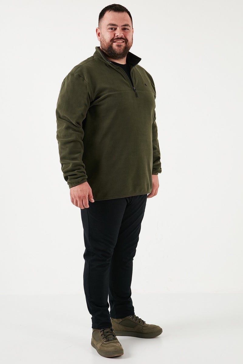 Buratti Regular Fit Anti-Pilling Plus Size Stand Collar Winter Raised Polar Fleece Men's Polar 5906001B - Image 2