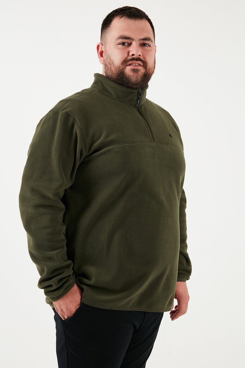 Buratti Regular Fit Anti-Pilling Plus Size Stand Collar Winter Raised Polar Fleece Men's Polar 5906001B - Image 5