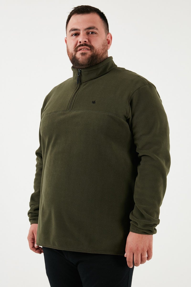 Buratti Regular Fit Anti-Pilling Plus Size Stand Collar Winter Raised Polar Fleece Men's Polar 5906001B - Image 3