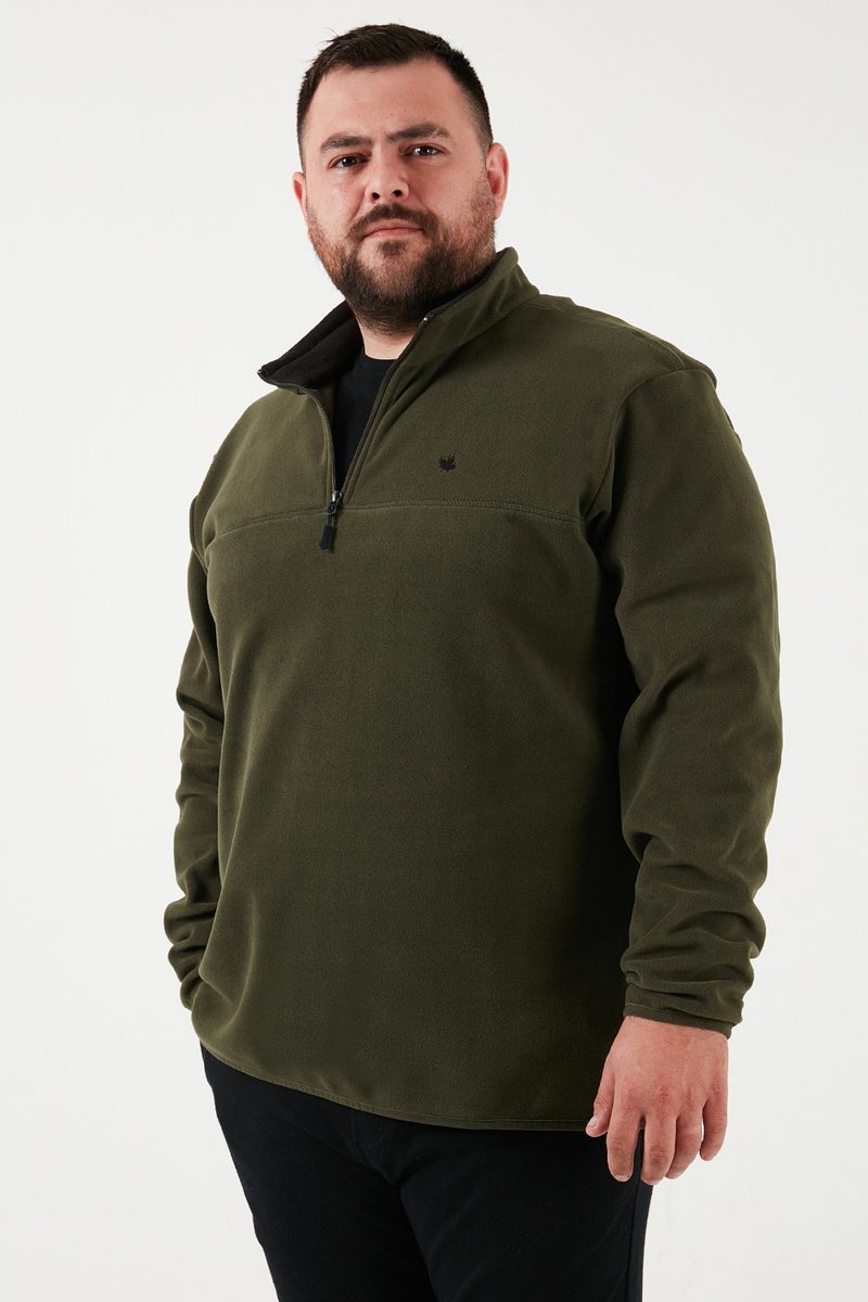 Buratti Regular Fit Anti-Pilling Plus Size Stand Collar Winter Raised Polar Fleece Men's Polar 5906001B - Image 1