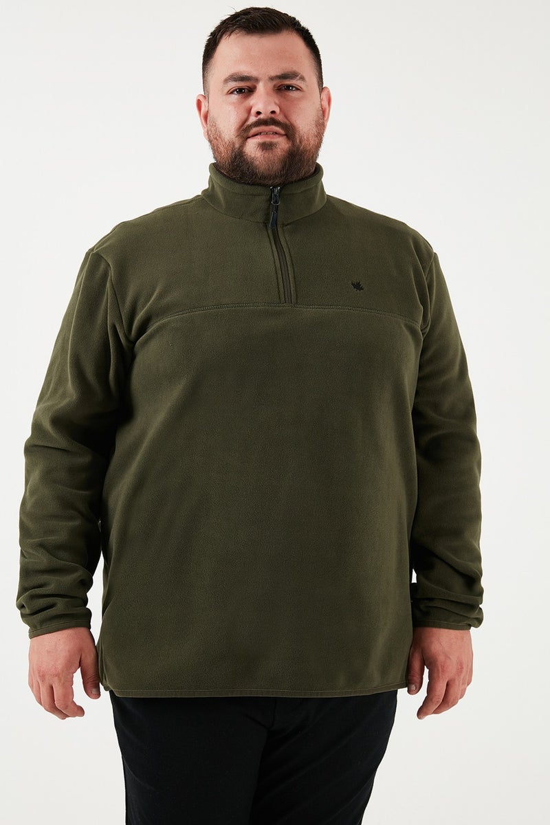 Buratti Regular Fit Anti-Pilling Plus Size Stand Collar Winter Raised Polar Fleece Men's Polar 5906001B - Image 4