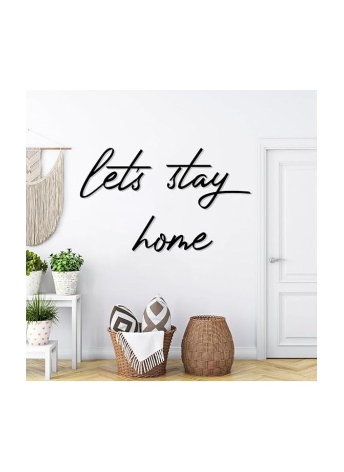 MIRFA Wooden Wall Art With Self Adhesive Base - Black (Let's Stay Home)  - Image 2