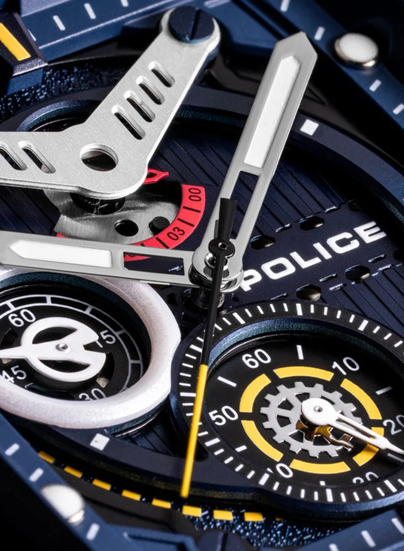 بوليس Clout Blue Dial Blue Silicone Strap Gents Chronograph Watch With Nylon Fiber Case