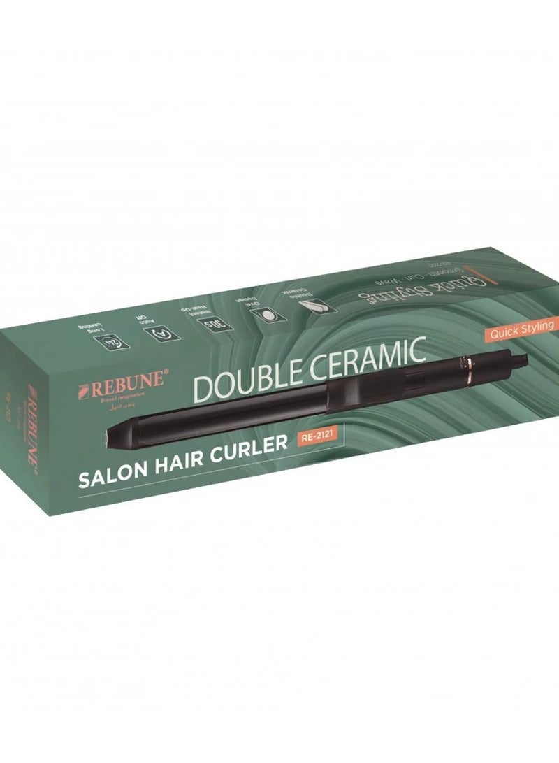 REBUNE Salon Professional Double Ceramic Hair Curler Stylishly  25ml - RE-2121 25mm - Image 1