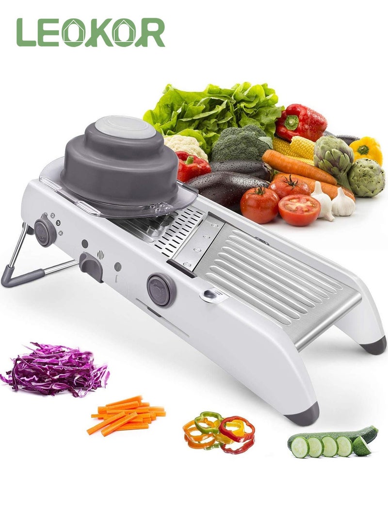 LEOKOR Food Slicer Stainless Steel Adjustable Thickness Vegetable Chopper Grater for Kitchen  - Image 1