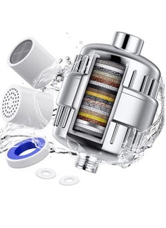 Topleo Shower Filter 20-Stage Shower Head Filter for Hard Water Shower Water Filter with 2 Replaceable Filter Cartridges for Chlorofluoride Removal, Polished Chrome  - Image 1