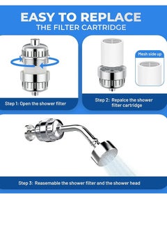 Topleo Shower Filter 20-Stage Shower Head Filter for Hard Water Shower Water Filter with 2 Replaceable Filter Cartridges for Chlorofluoride Removal, Polished Chrome  - Image 5