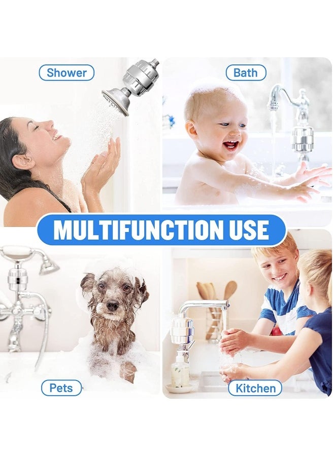 Topleo - Shower Filter 20-Stage Shower Head Filter for Hard Water Shower Water Filter with 2 Replaceable Filter Cartridges for Chlorofluoride Removal, Polished Chrome - Image 1
