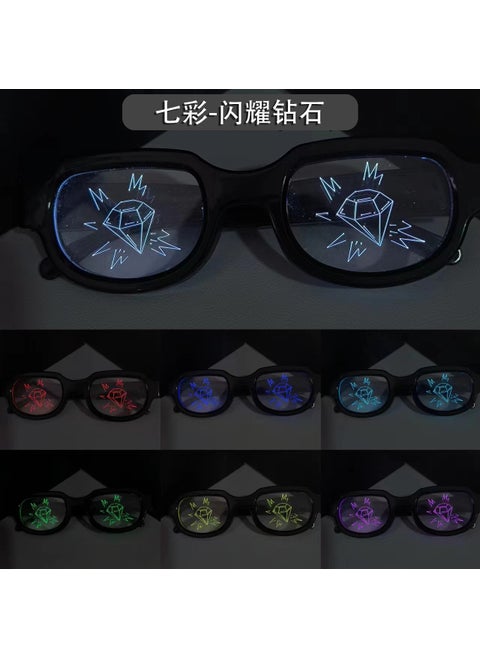 Red Eye LED Sunglasses Cool 2D Glowing Shades Shining diamond [color changing data line]]