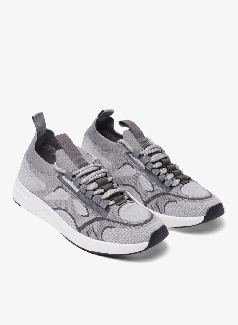 كوب حذاء رياضي رجالي مرن ذو ملمس مريح، حذاء كاجوال برباط (رمادي)