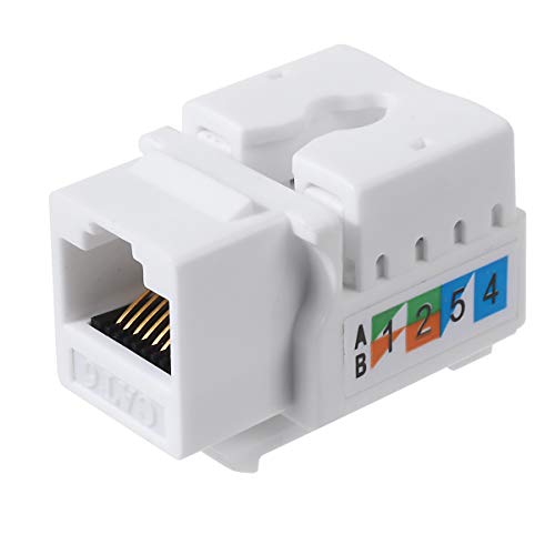 TENINYU 10-Pack RJ45 Keystone Jack Module Connector 568A/568B, Keystone Adapter Compatible Cat 6/5e/5 Connector,Cat6 Keystone Jack,RJ45 Female Connector,White - Image 3