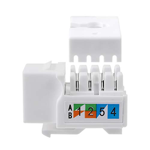 TENINYU 10-Pack RJ45 Keystone Jack Module Connector 568A/568B, Keystone Adapter Compatible Cat 6/5e/5 Connector,Cat6 Keystone Jack,RJ45 Female Connector,White - Image 5