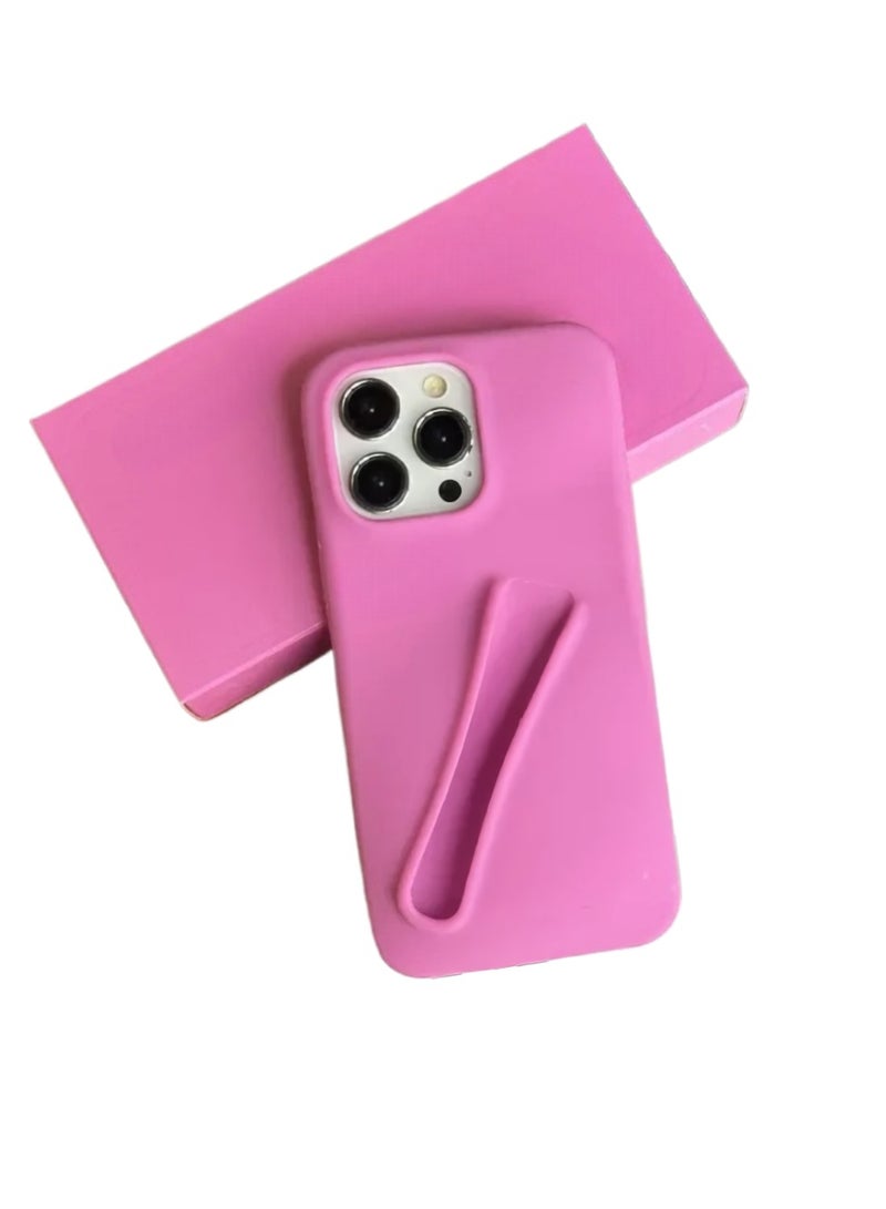 Phone Case With Lip Balm Holder, Stylish And Bright Silicone Protective Cover, Lightweight And Durable Easy Grip Mobile Phone Protection Case For Iphone 15, (1pc, Pink, No Lip Balm)