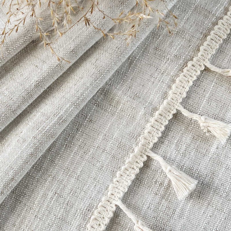 Oindec 2 Pack Boho Tassel Kitchen Valances for Windows Modern Farmhouse Cotton Linen Valance Curtains Topper Country Rustic Bathroom Small Window Treatment Bohemian Decor (55x15 inch, Natural) - Image 4