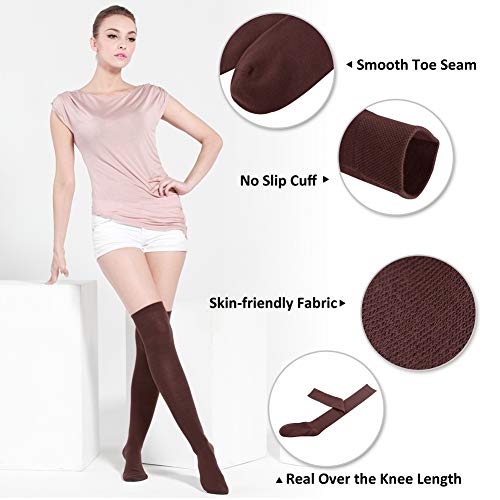 MEIKAN Green Thigh High Socks, Knee High Socks for Women Posing Ivy Costume Tube Long Brown Stockings Cosplay 3 Pairs (Brown,Olive Green,Army Green) - Image 4