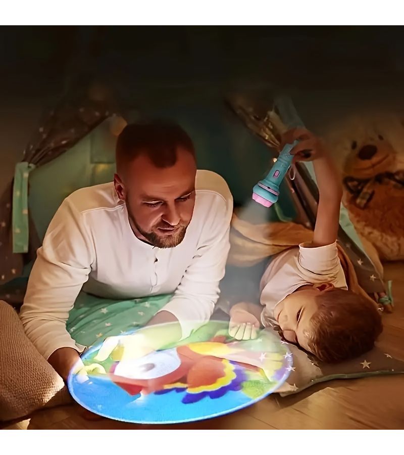 56 Pattern Projector Flashlight Educational Toy With Animal Dinosaur Ocean Number Fruit Alphabet Patterns For Kids Bedtime Fun Cognitive Play Green - Image 4