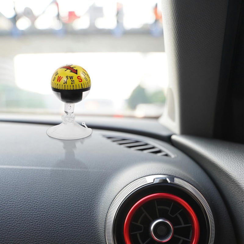 Yellow Portable Car Dashboard Suction Cup Compass 38mm for Boat Outdoor Hiking Navigation - Image 5