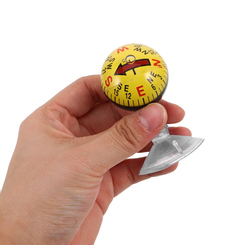 Yellow Portable Car Dashboard Suction Cup Compass 38mm for Boat Outdoor Hiking Navigation - Image 4