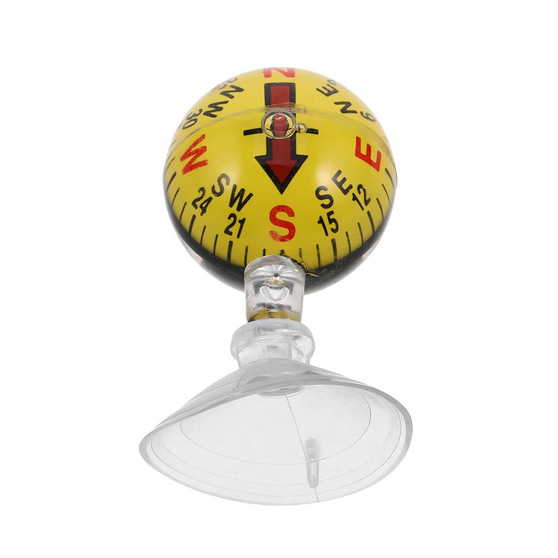 Yellow Portable Car Dashboard Suction Cup Compass 38mm for Boat Outdoor Hiking Navigation - Image 2