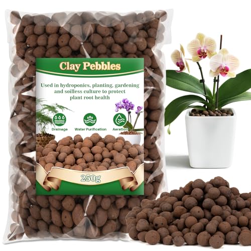 RAINFLOW Clay Pebbles for Plants - 5mm-10mm Clay Balls for Plants Pebbles for Indoor Plant Hydroponic Growing Gardening Orchids Drainage Decoration Aquaponics Growing Terrarium 250g - Image 1