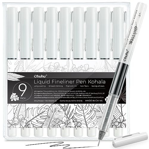 Ohuhu Liquid Fineliner Drawing Pens: 9 Sizes Micro Pens Drawing Pens Pigment Black Ink Water-proof Alcohol-proof Assorted Point Tips Smooth Writing Sketching Journaling Anime Artist Beginners - Kohala - Image 1