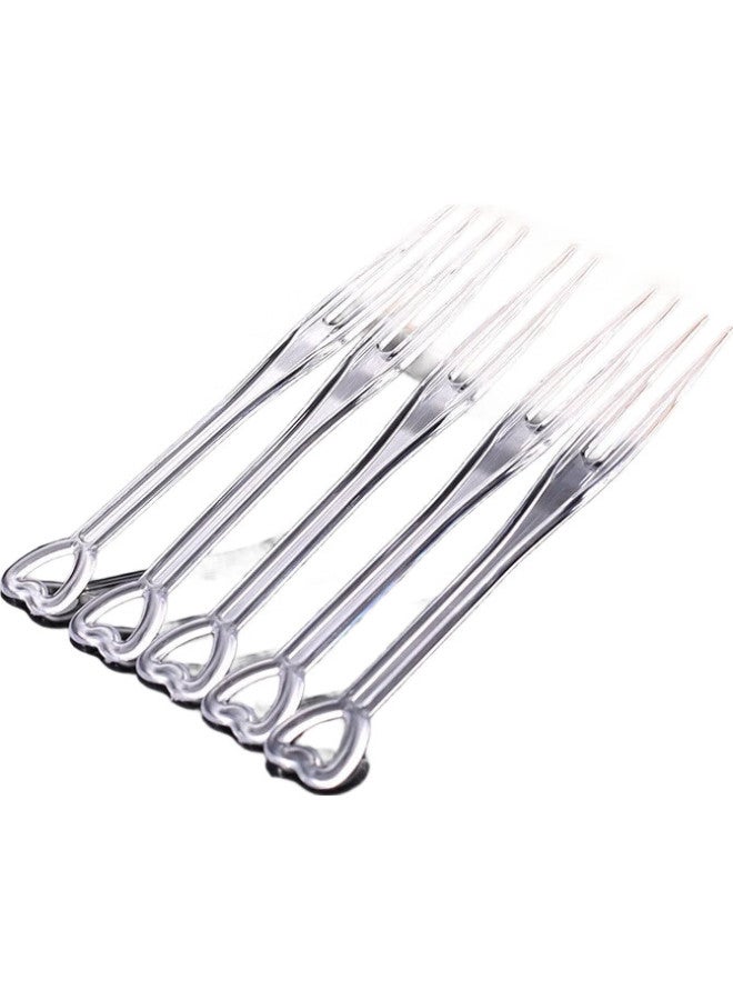 Pinyu Disposable Fruit Forks, 500 Pieces, Food-Grade, For Children, Desserts, Cakes, Pastries, Transparent Forks, Simple Packaging - Image 2