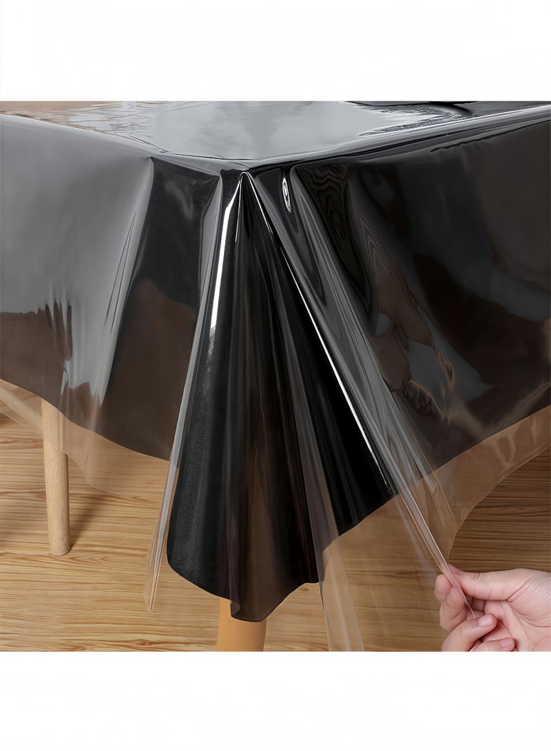 fantasize Clear Plastic Tablecloth Protector, 100% Waterproof and Oilproof, Stain-resistant Vinyl Table Cover for Indoor and Outdoor Dining Tables, 137x213cm - Image 1