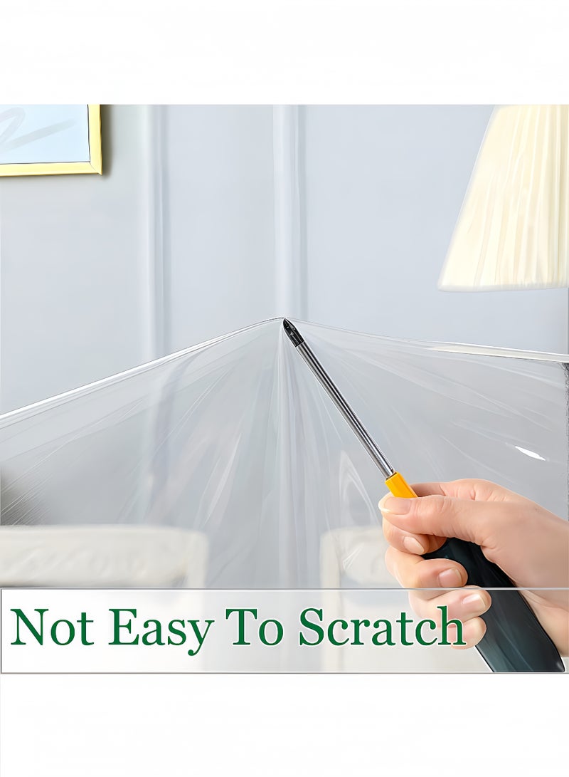 fantasize Clear Plastic Tablecloth Protector, 100% Waterproof and Oilproof, Stain-resistant Vinyl Table Cover for Indoor and Outdoor Dining Tables, 137x213cm - Image 2