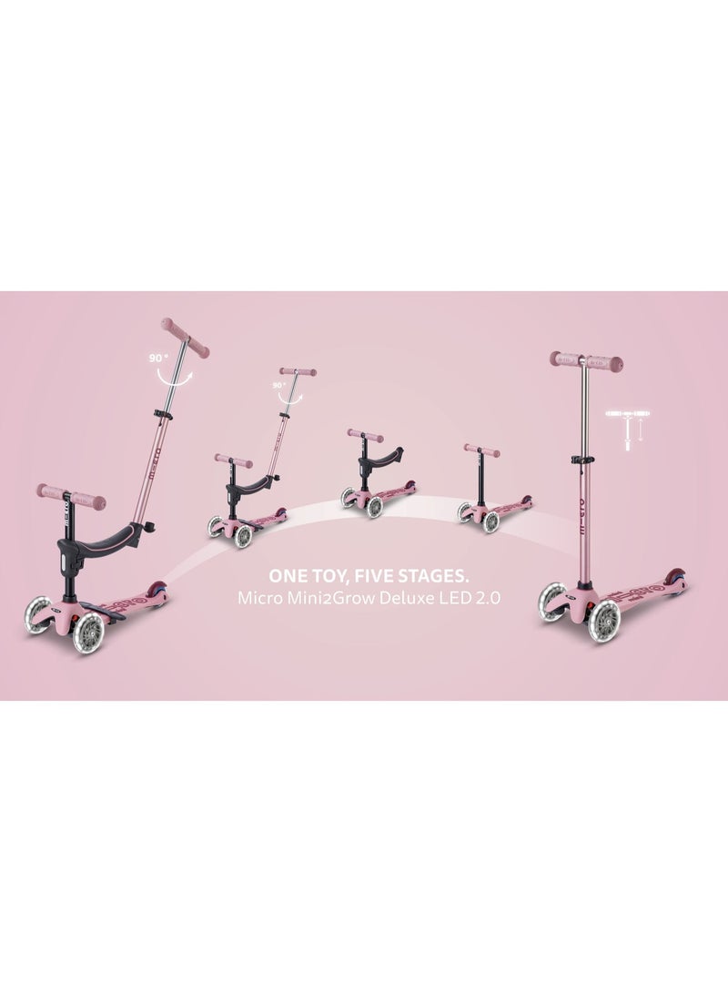 Micro Mini2Grow Deluxe LED 2.0 Dusty Rose | Mini Micro 2 Grow LED 4in1 Toddler's Trike | Handlebar Adjustable | Foldable | Lightweight | Boys & Girls | 1-6yrs | Pink - Image 5