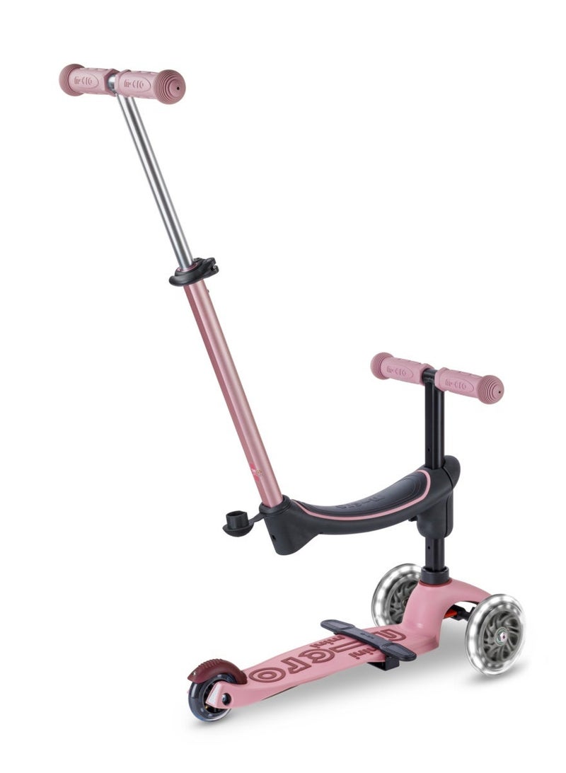 Micro Mini2Grow Deluxe LED 2.0 Dusty Rose | Mini Micro 2 Grow LED 4in1 Toddler's Trike | Handlebar Adjustable | Foldable | Lightweight | Boys & Girls | 1-6yrs | Pink - Image 3