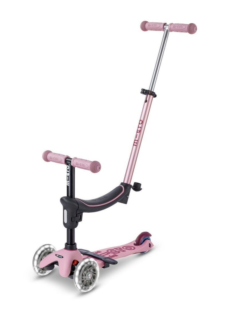 Micro Mini2Grow Deluxe LED 2.0 Dusty Rose | Mini Micro 2 Grow LED 4in1 Toddler's Trike | Handlebar Adjustable | Foldable | Lightweight | Boys & Girls | 1-6yrs | Pink - Image 1