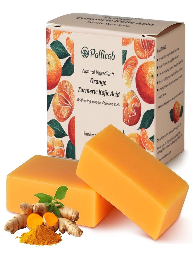 PALFICAB Kojic Acid Soap, Turmeric Soap Bar for Face & Body, Natural and Organic Ingredients, Orange Turmeric Kojic Acid Bar with Vitamin C, Shea Butter, Olive Oil, For All Skin Types, 2 Bars - Image 1