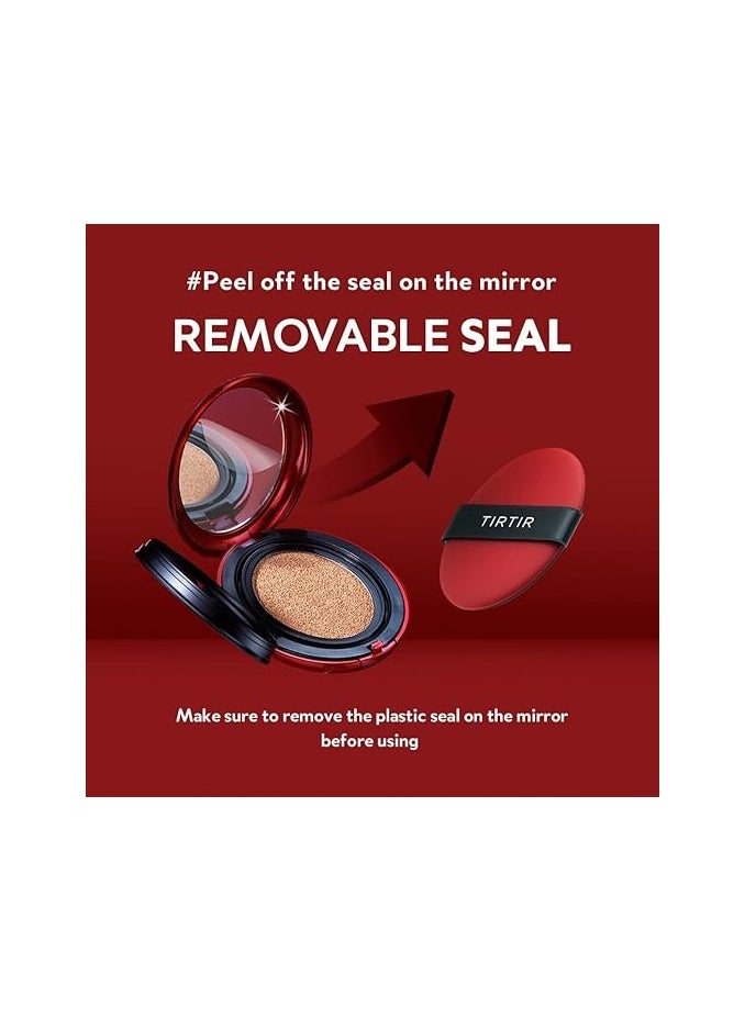 TIRTIR TIRTIR Mask Fit Red Cushion Foundation | Japan's No.1 Choice for Glass skin, Long-Lasting, Lightweight, Buildable Coverage, Semi-Matte (21N Ivory, 0.63 Fl Oz  - Image 3