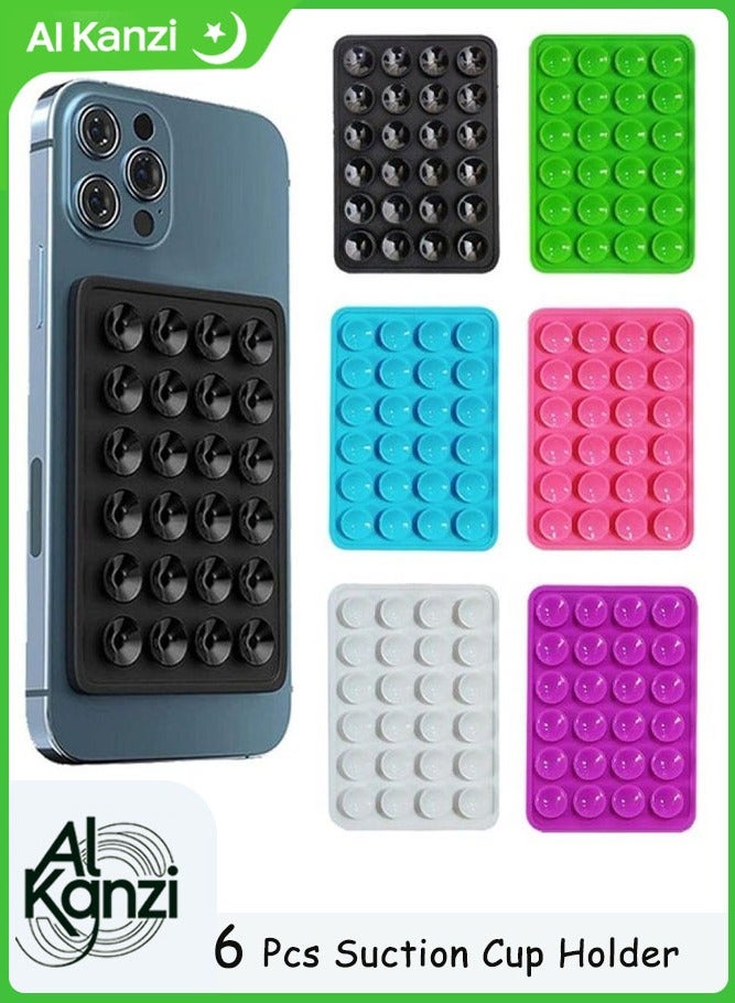 Al Kanzi 6PCS Silicone Suction Cup Phone Holder, Strong Suction Phone Mount, Reusable, Phone Back Sticker, Perfect for Mirrors, Tiles, Glass, and Smooth Surfaces, Hands-Free for Video Calls, Makeup, Selfies, and Learning (Multicolor) - Image 1