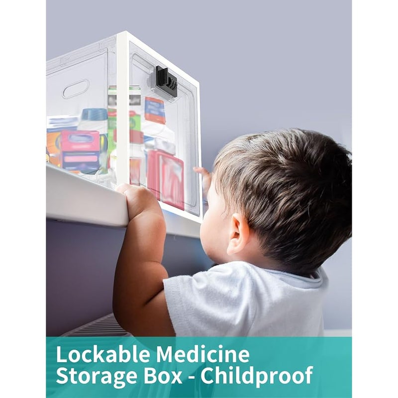 صندوق قفل للادوية الامنة، صندوق تخزين قابل للقفل سعة 10 لتر للثلاجة/الوجبات الخفيفة، صناديق قفل للهاتف مع رمز مركب للمنزل / المساكن / المكتب (1، ابيض شفاف) - Image 3