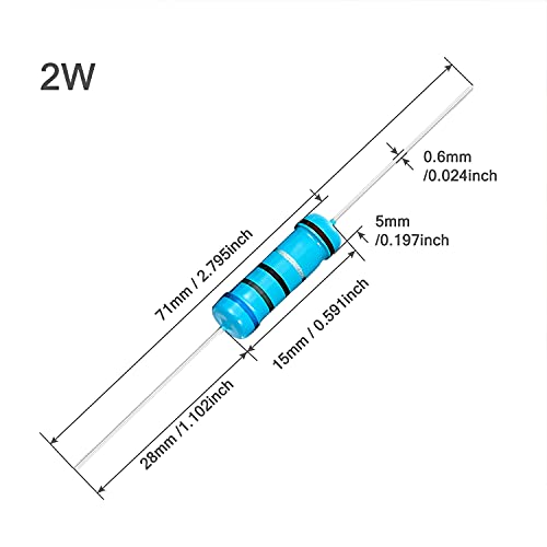 Chanzon 30pcs 2W 1K Ω ohm Metal Film Fixed Resistor 0.01 ±1% Tolerance 1KR MF Through Hole Resistors Current Limiting Rohs Certificated - Image 3