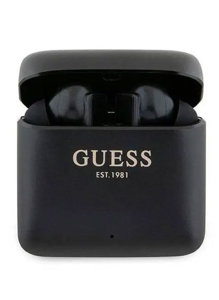 GUESS True Wireless Bluetooth Earbuds Satined Finish with Printed Logo - Black  - Image 1