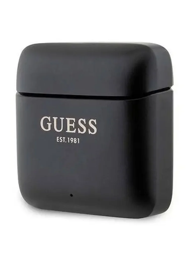 GUESS True Wireless Bluetooth Earbuds Satined Finish with Printed Logo - Black