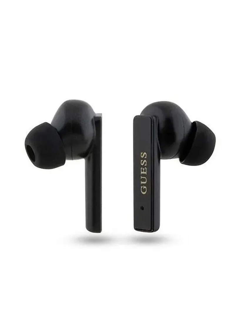 GUESS True Wireless Bluetooth Earbuds Satined Finish with Printed Logo - Black