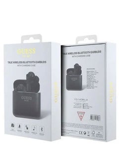 GUESS True Wireless Bluetooth Earbuds Satined Finish with Printed Logo - Black  - Image 5
