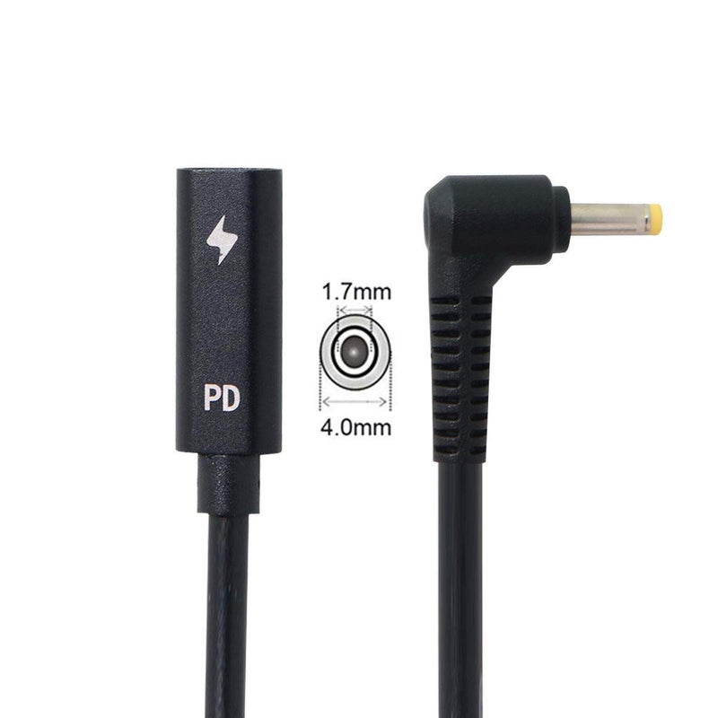 cablecc Type C USB-C Female Input to DC 4.0x1.7mm Power PD Charge Cable fit for Laptop 18-20V - Image 4