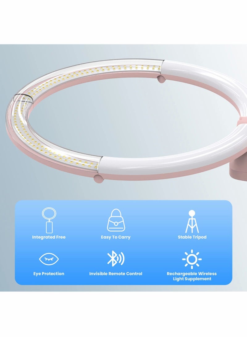 Excefore Foldable Portable Travel Selfie Ring Light, 10” Rechargeable Cordless Ring Light, 4000mAh Battery, 79” Foldable Selfie Tripod Stand Travel Ring Light for Selfie, Live Stream, Pink  - Image 5