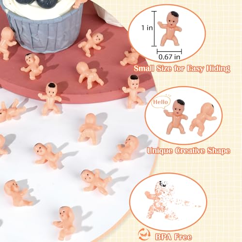 ZYFLSQ 120 Pcs Mini Babies for Baby Shower Games 1 Inch Tiny Plastic Babies Bulk for My Water Broke Ice Cube Mardi Gras King Cake Baby Figurines Hide Hunt Games Party Decorations FavorsLatin - Image 5