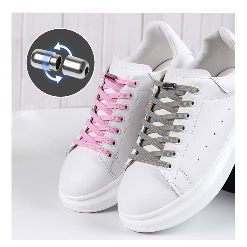 Alegrianan No Tie Elastic Shoe Laces, Shoelaces for Kids, Adults and Elderly - Elastic Athletic Running Shoe Laces(2 Pairs) White - Image 3