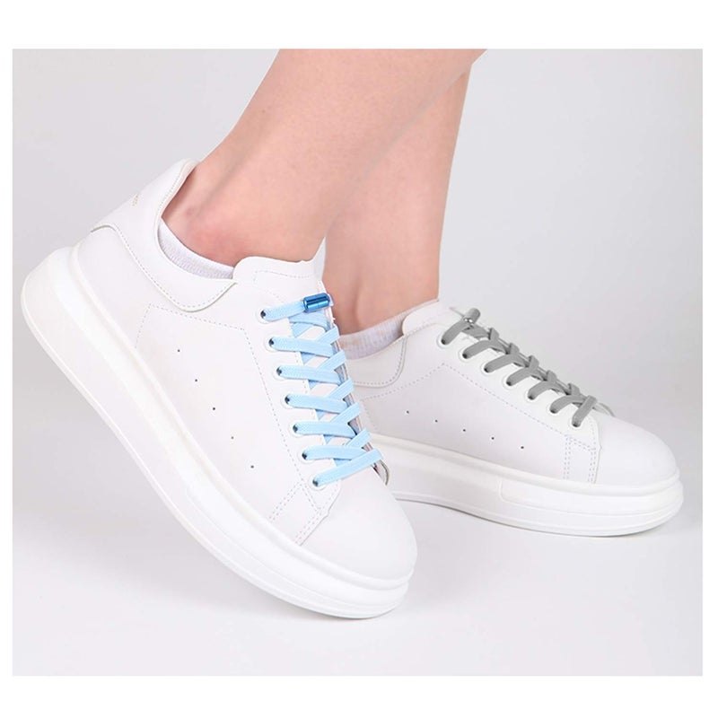 Alegrianan No Tie Elastic Shoe Laces, Shoelaces for Kids, Adults and Elderly - Elastic Athletic Running Shoe Laces(2 Pairs) White - Image 2